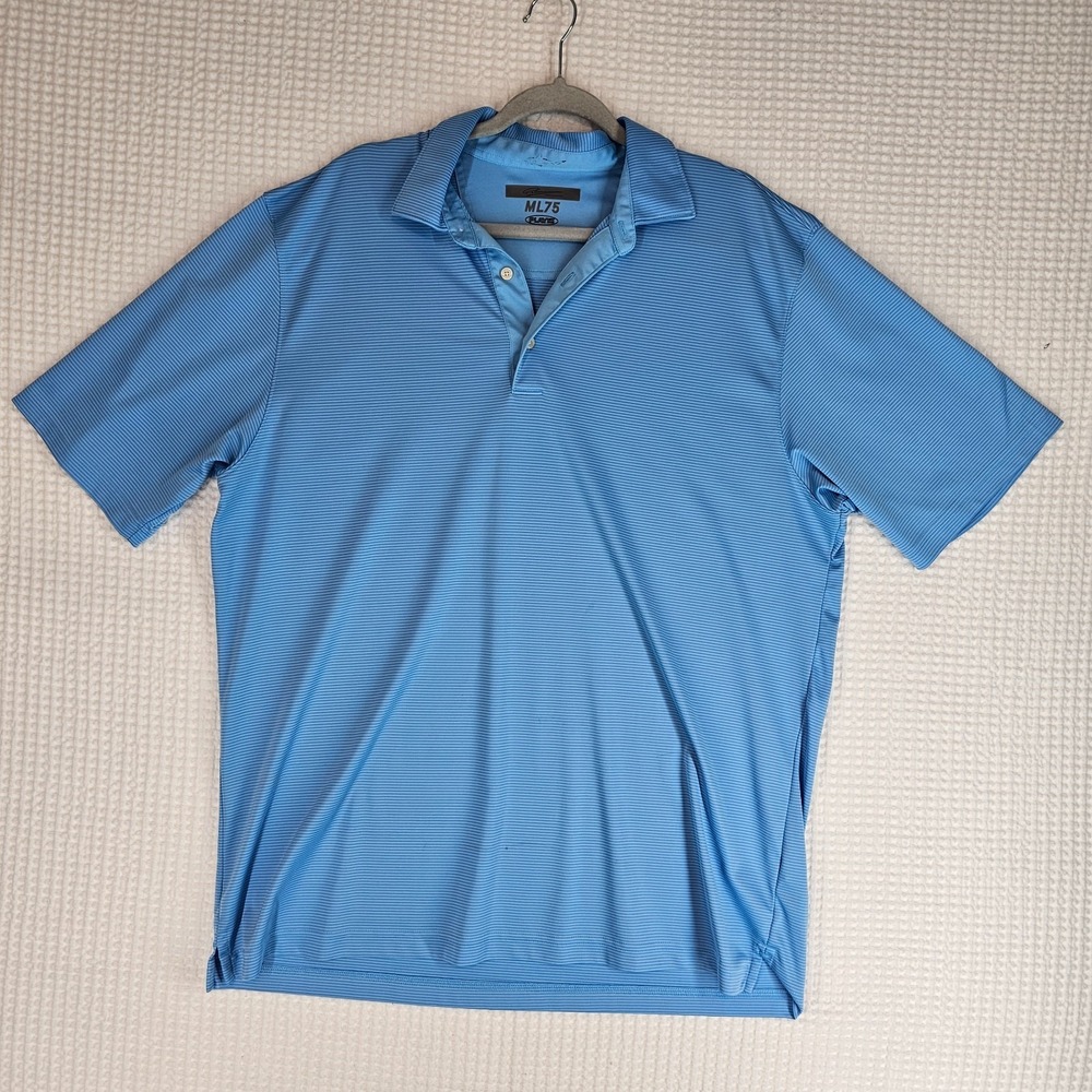 Greg Norman Mens ML75 Polo Short Sleeve Blue XL Extra Large EUC